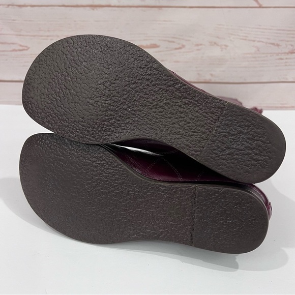 Miz Mooz Burgundy Red Leather Slouchy Bonnie Tall Wedge Boots - Picture 12 of 12